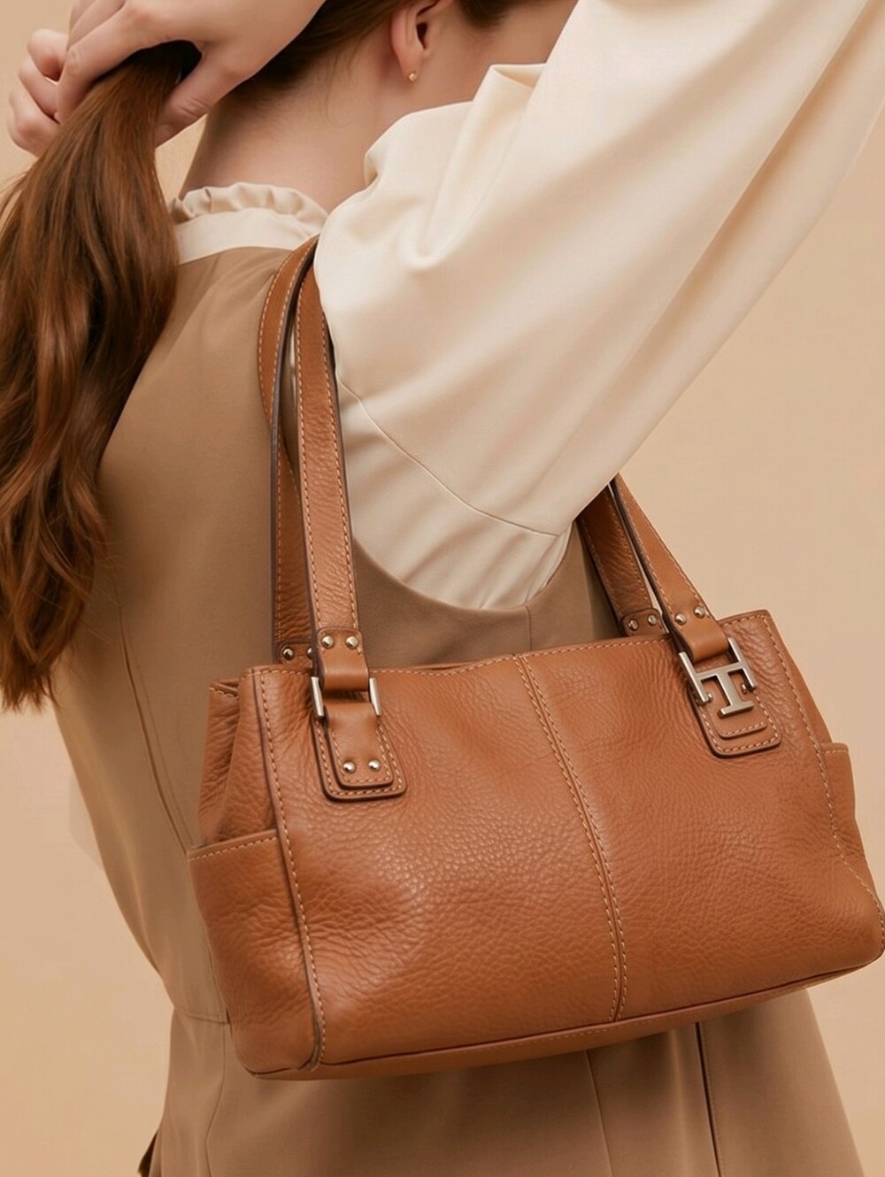 Fossil Tobacco Tan Cognac Soft Pebble Leather HandBag